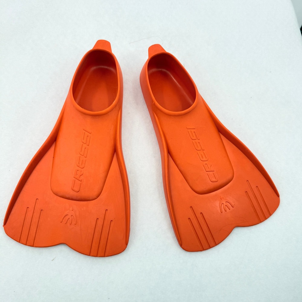 Cressi Mini Light Swim Fins Kids 11.5-13 4-6 Yrs Orange Rubber Training Snorkel